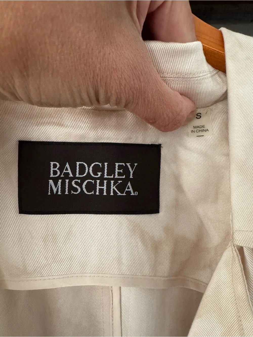 NWT Badgley Mischka White/Beige Tie Dye Trench Coat Lyocell Belted Duster Size S